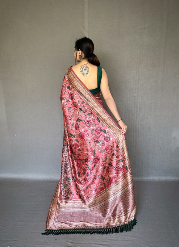 RANI PINK Kalamkari fusion print SAREE