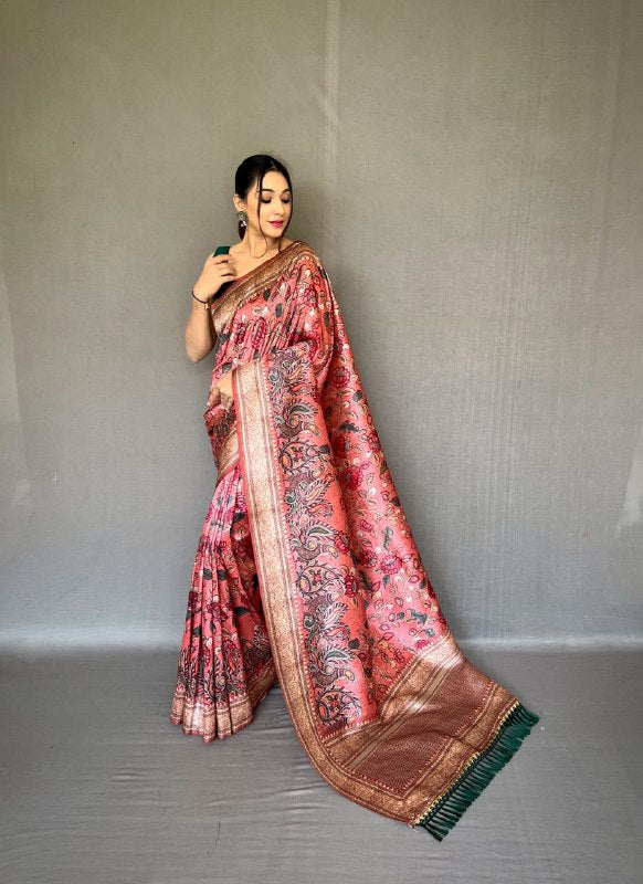 RANI PINK Kalamkari fusion print SAREE