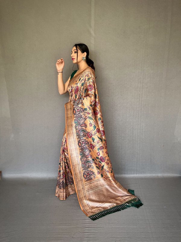 ROSE GOLD Kalamkari fusion print SAREE