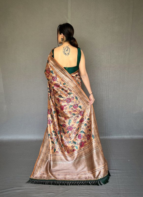 ROSE GOLD Kalamkari fusion print SAREE