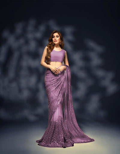 LIGHT PURPLE Beautiful Sequance & Embroidery work SAREE