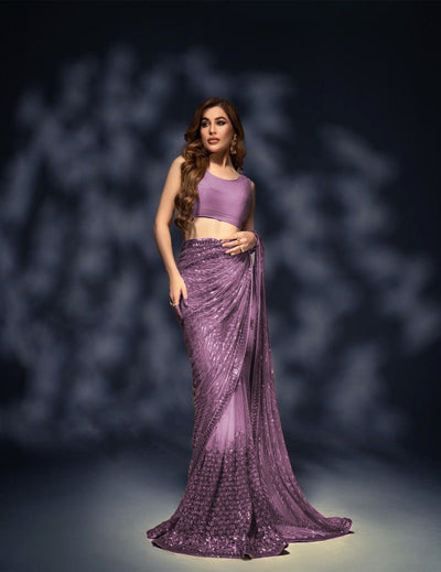 LIGHT PURPLE Beautiful Sequance & Embroidery work SAREE