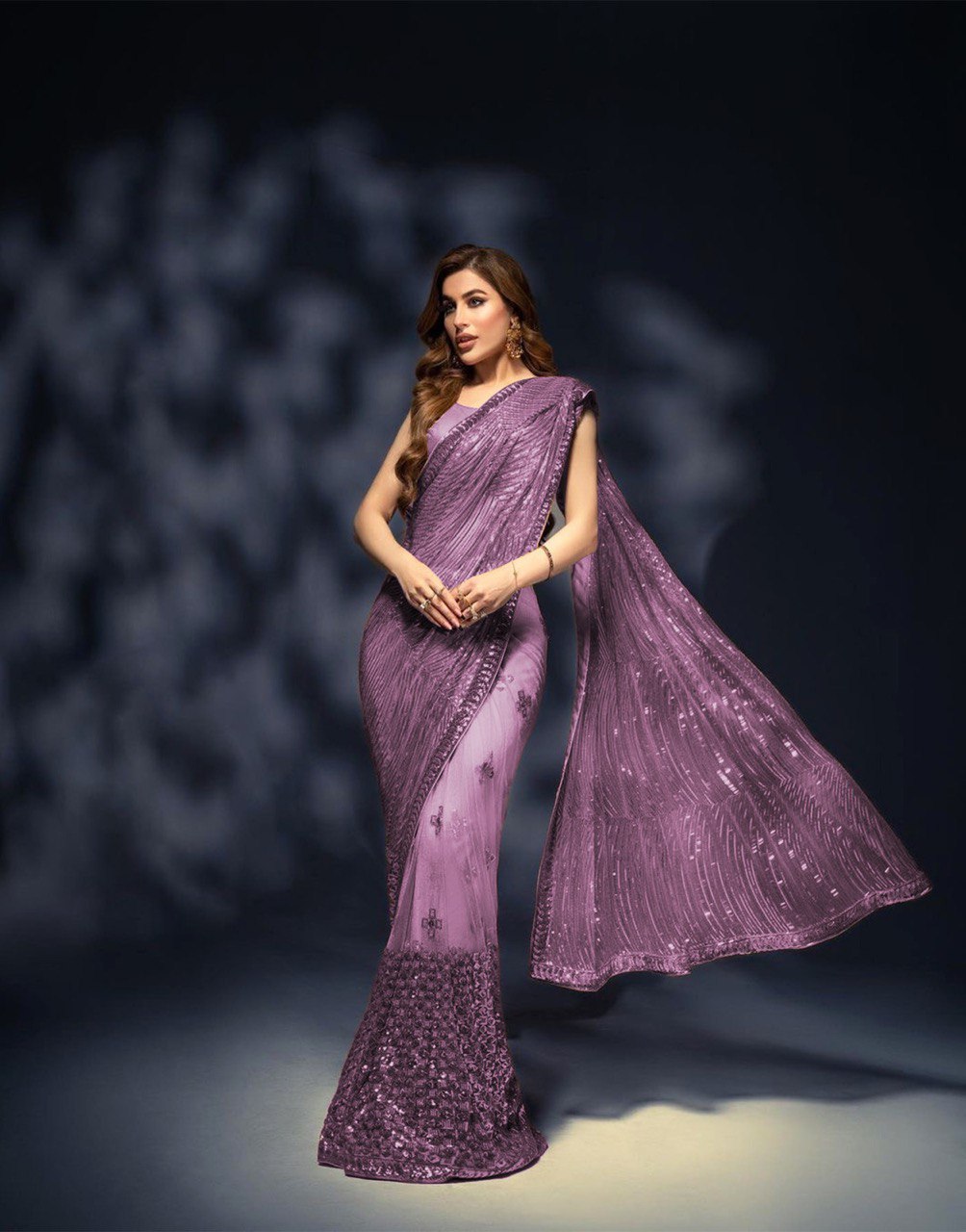 LIGHT PURPLE Beautiful Sequance & Embroidery work SAREE