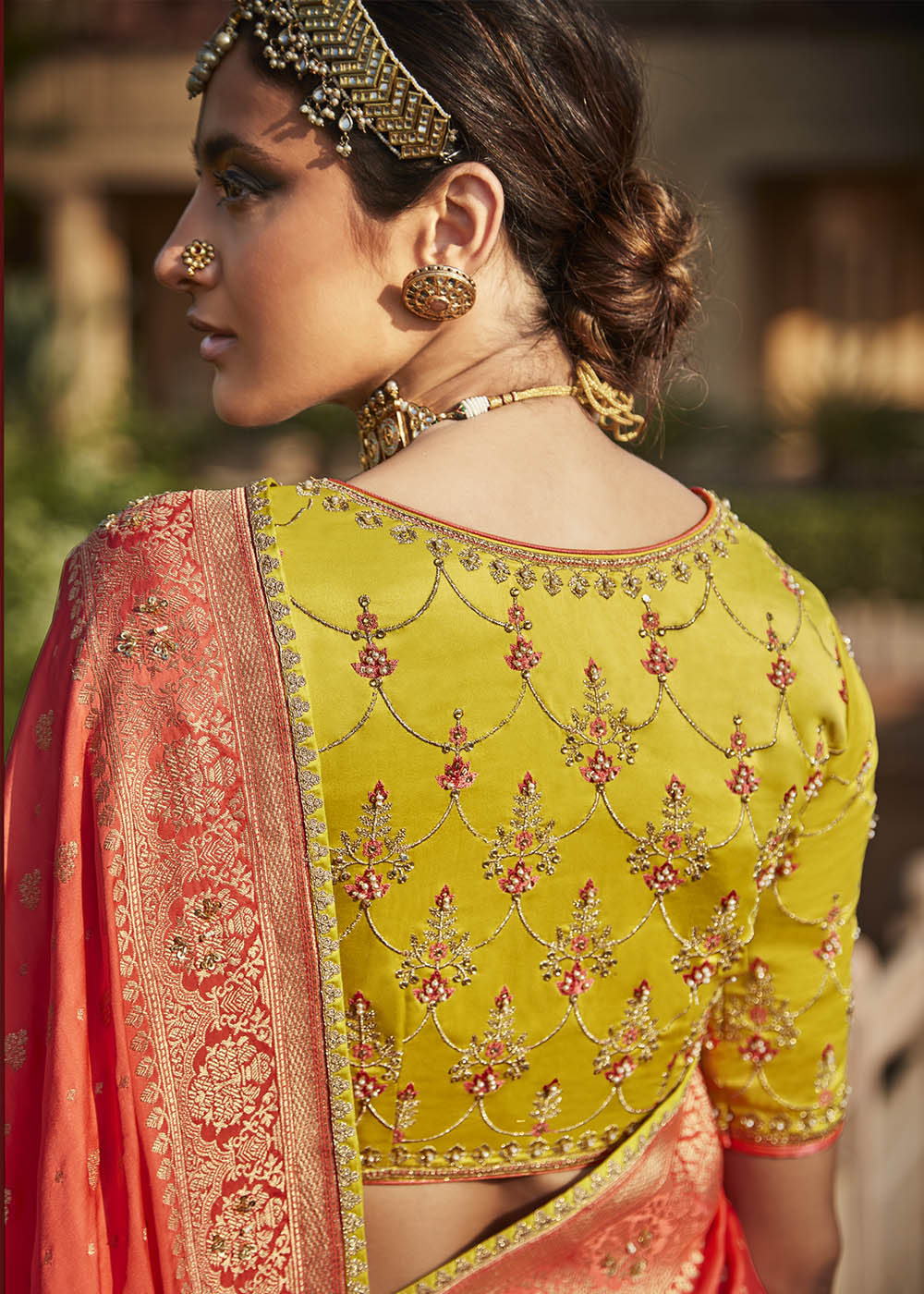 Regal and Majestic Red Woven Banarasi Silk Saree with Embroidered Blouse