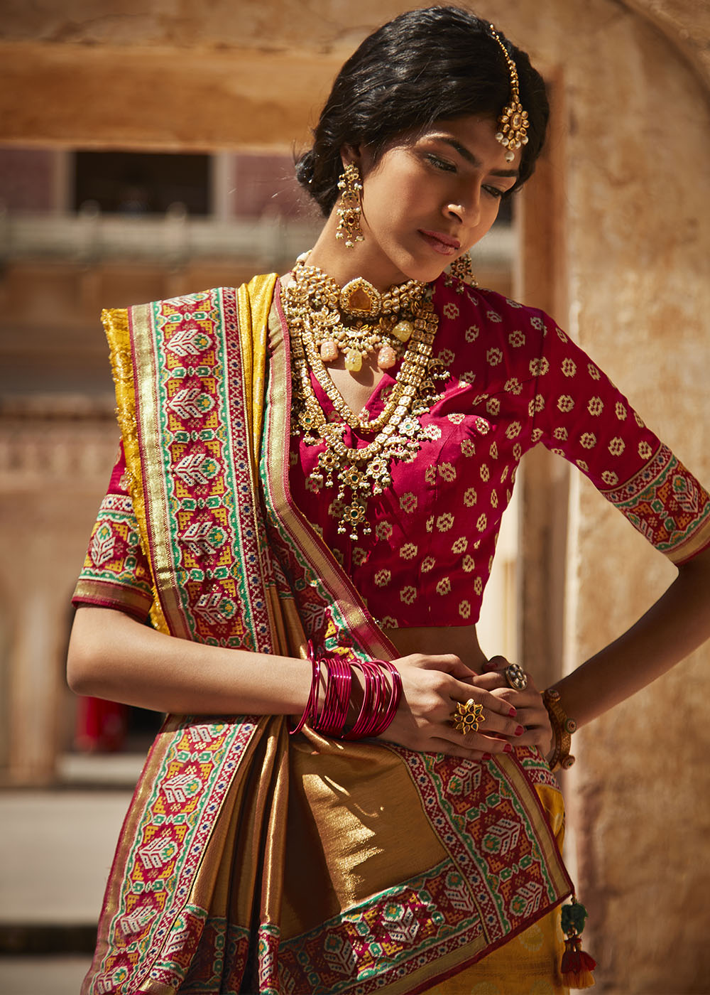 Sunshine Yellow Woven Silk Saree with Intricate Embroidered Blouse