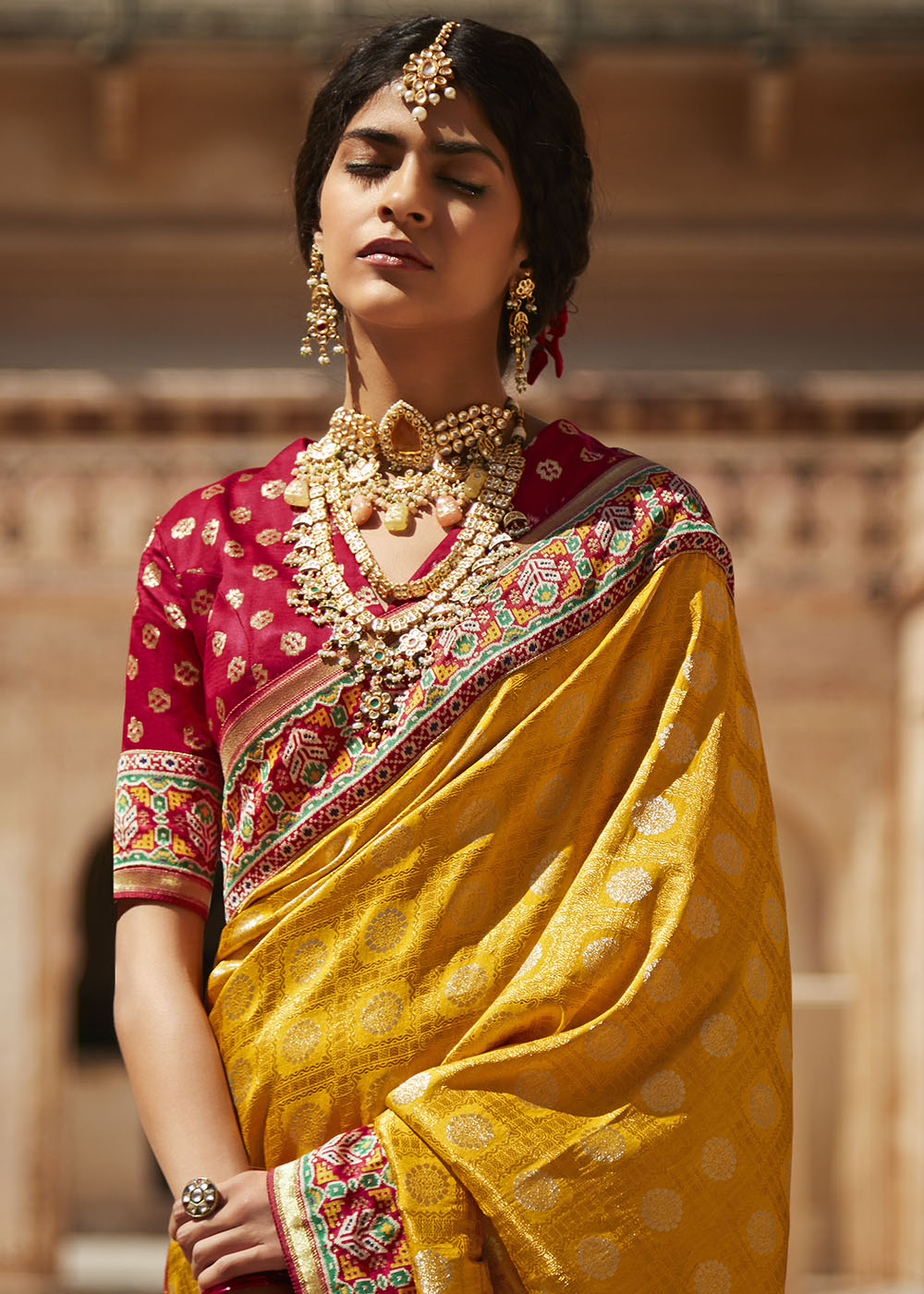 Sunshine Yellow Woven Silk Saree with Intricate Embroidered Blouse