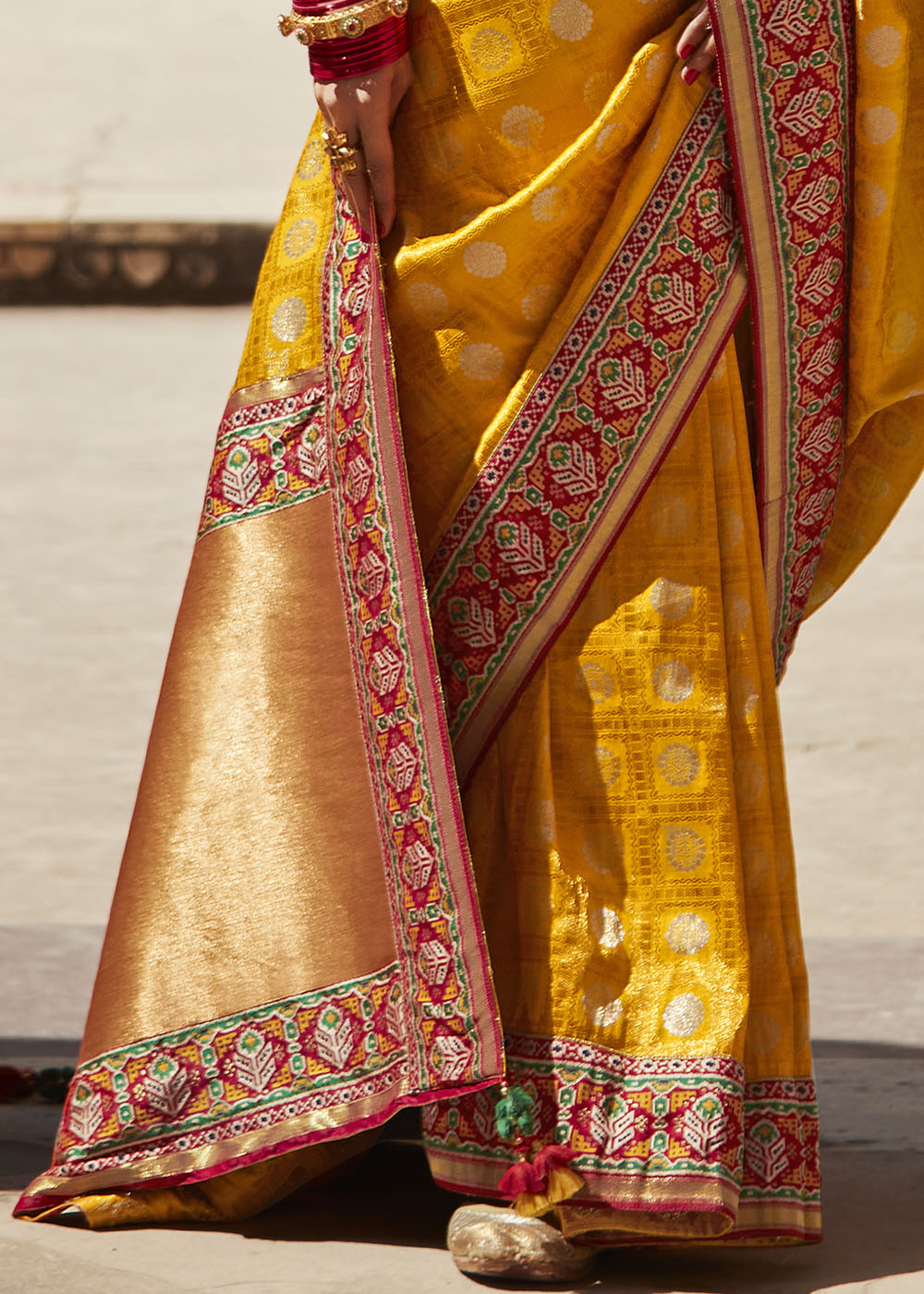 Sunshine Yellow Woven Silk Saree with Intricate Embroidered Blouse