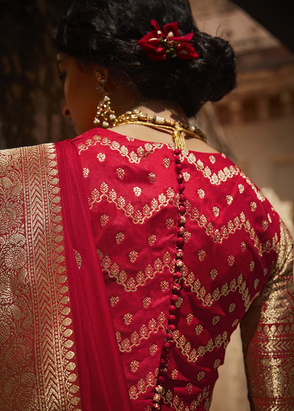 Ravishing Red Woven Silk Saree with Embroidered Blouse