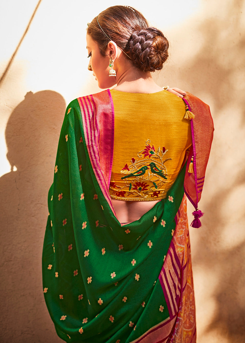 Elegant and Graceful Green Soft Silk Saree with Embroidered Blouse