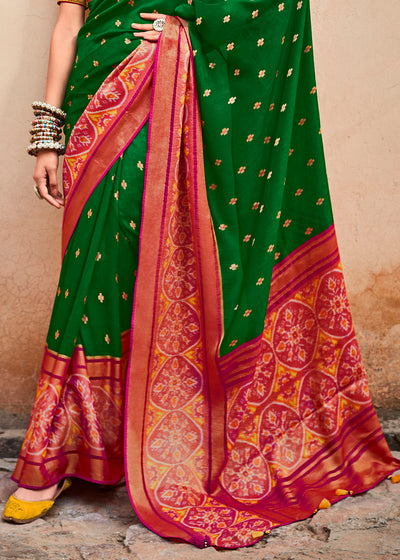 Elegant and Graceful Green Soft Silk Saree with Embroidered Blouse