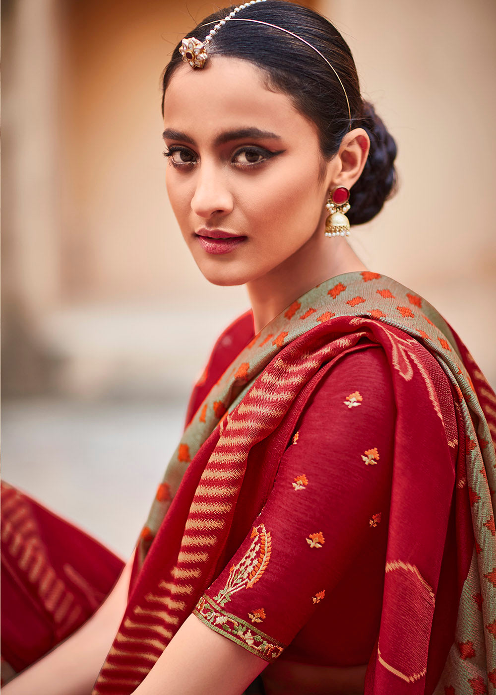 Sophisticated Coffee Green Soft Silk Saree with Embroidered Blouse