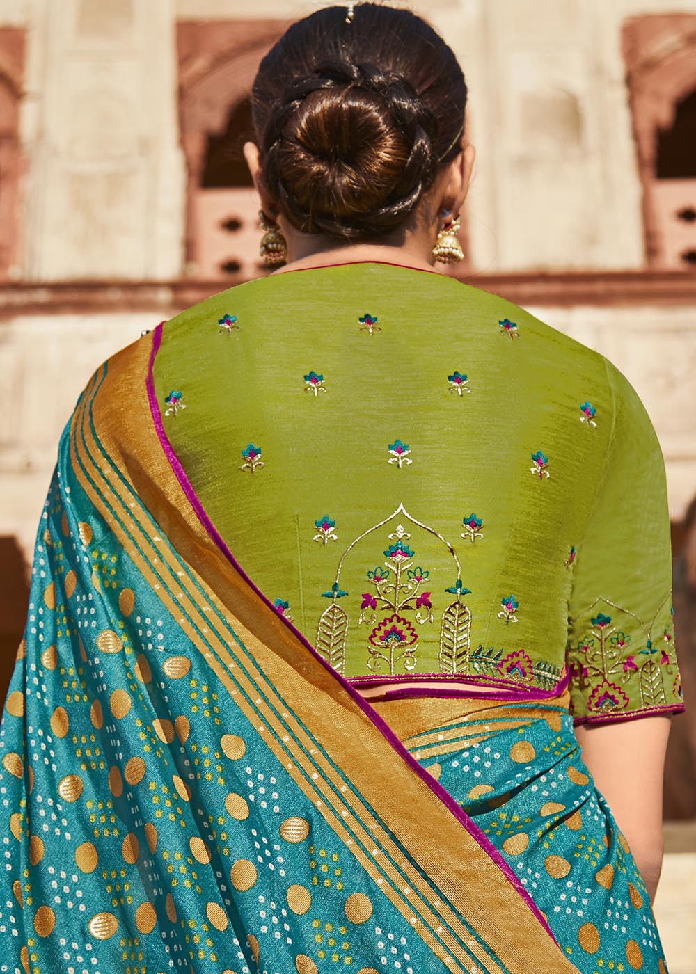 Serene Blue Soft Silk Saree with Intricate Embroidered Blouse