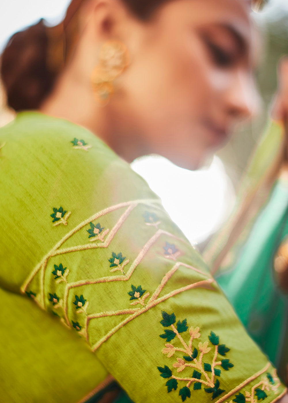 Elegant Dark Green Soft Silk Saree with Embroidered Blouse