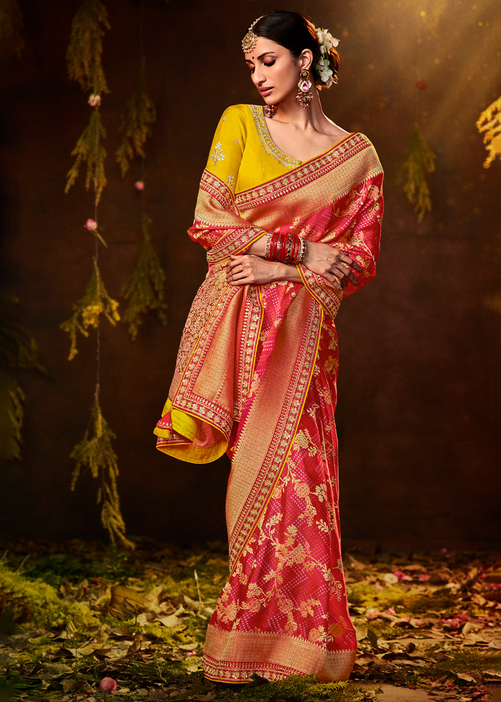 Bold Tart Red Georgette Bandhani Saree for a Festive Look