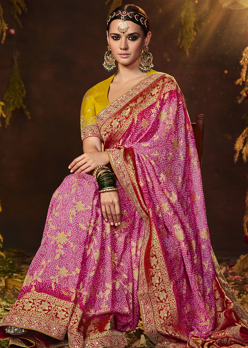 Graceful Flamingo Pink Georgette Bandhani Saree for a Chic Look