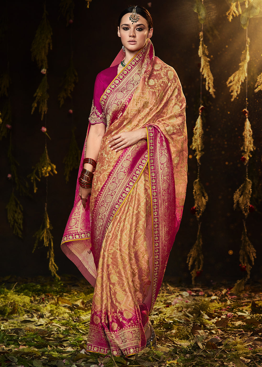 Pretty Pink Georgette Bandhani Saree for a Feminine Look