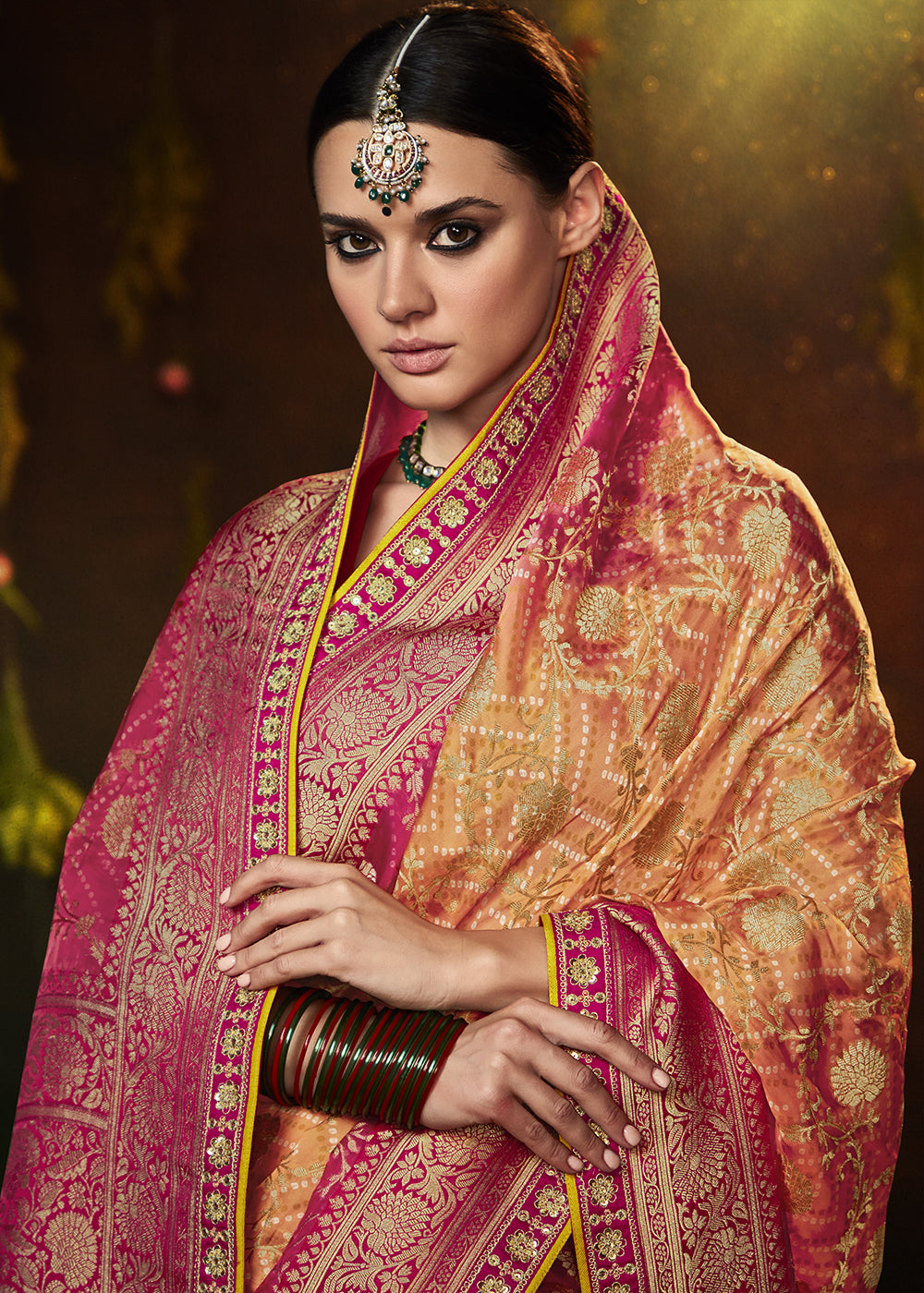 Pretty Pink Georgette Bandhani Saree for a Feminine Look