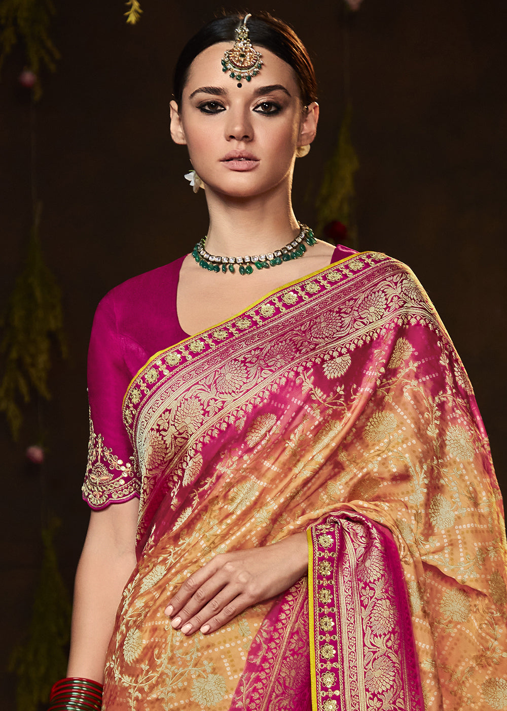 Pretty Pink Georgette Bandhani Saree for a Feminine Look