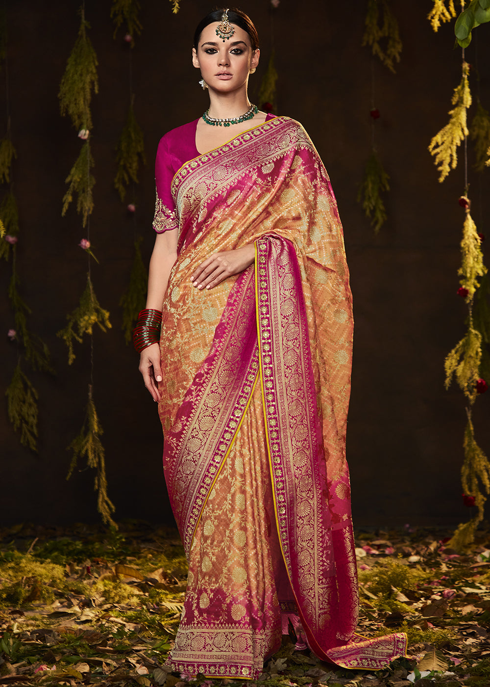 Pretty Pink Georgette Bandhani Saree for a Feminine Look