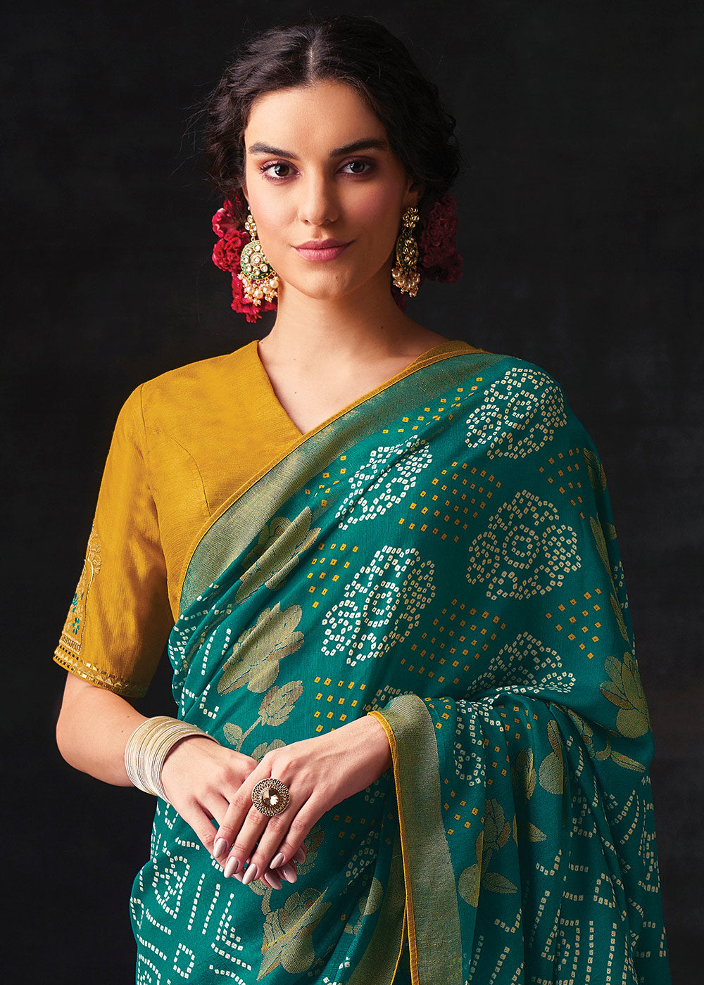 Blue Brasso Bandhani Saree with Elegant Border