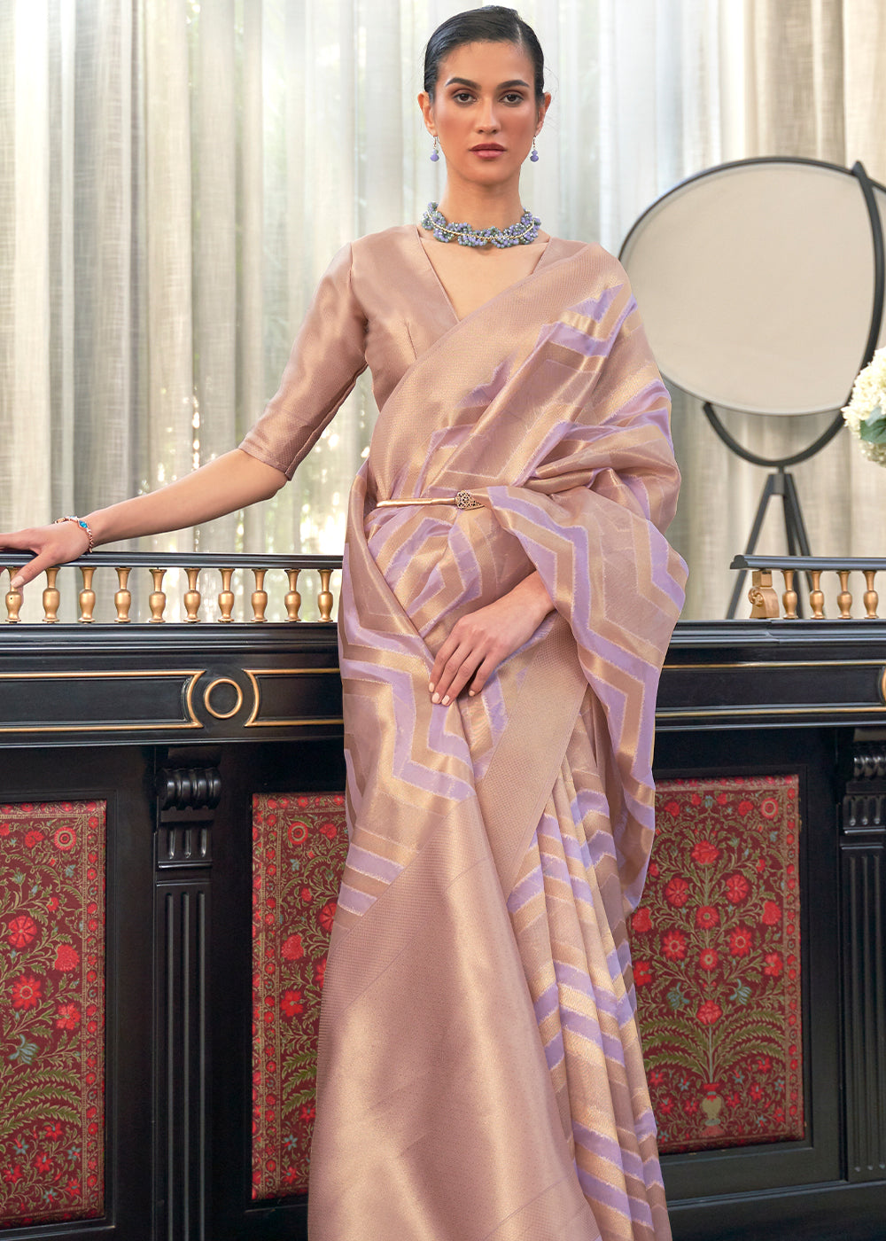 Lavender Love: Handwoven Banarasi Organza Silk Saree