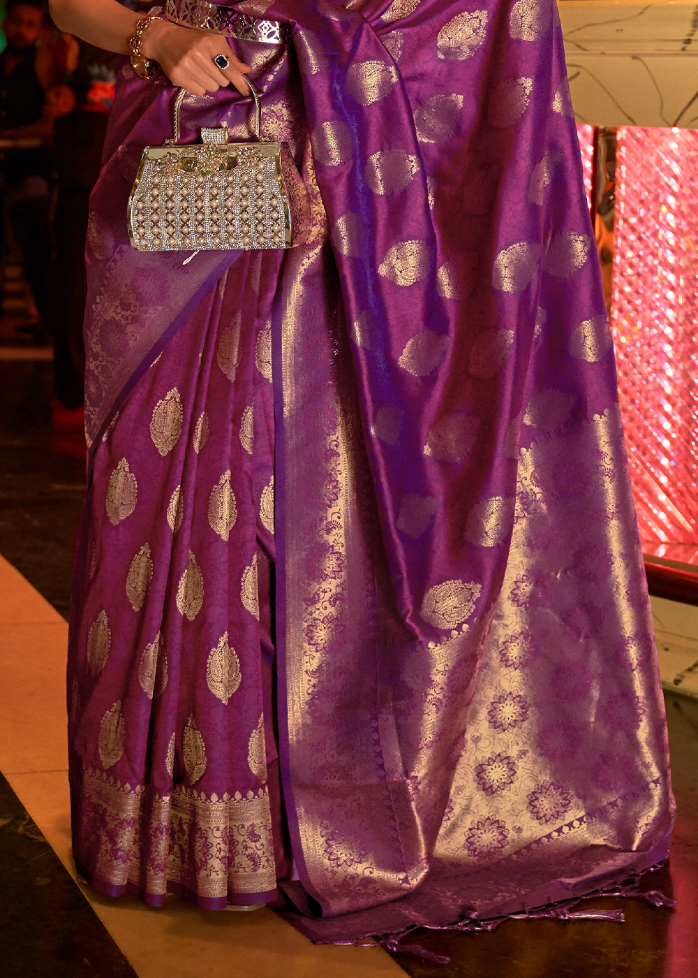 Regal Dahlia Purple Banarasi Brocade Silk Saree