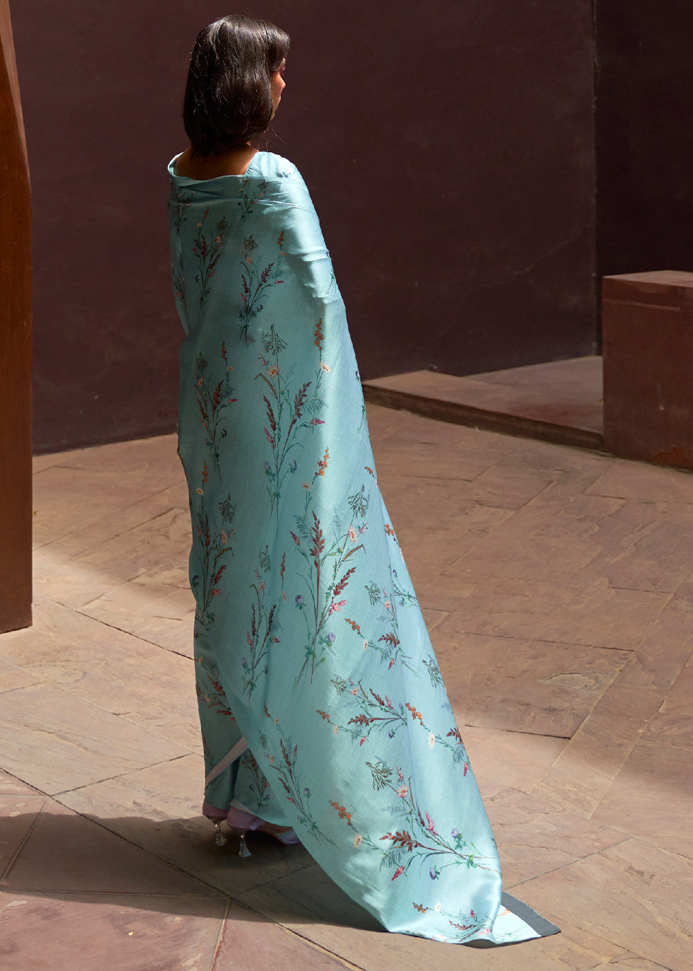 Horizon Blue Dreams Satin Silk Saree