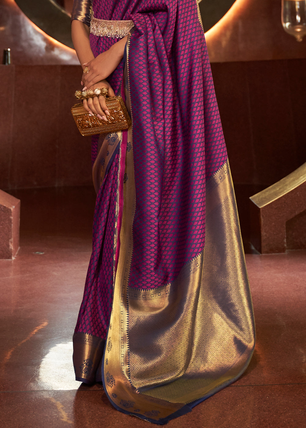 Majestic Violet Handloom Banarasi Silk Saree with Zari Weaving