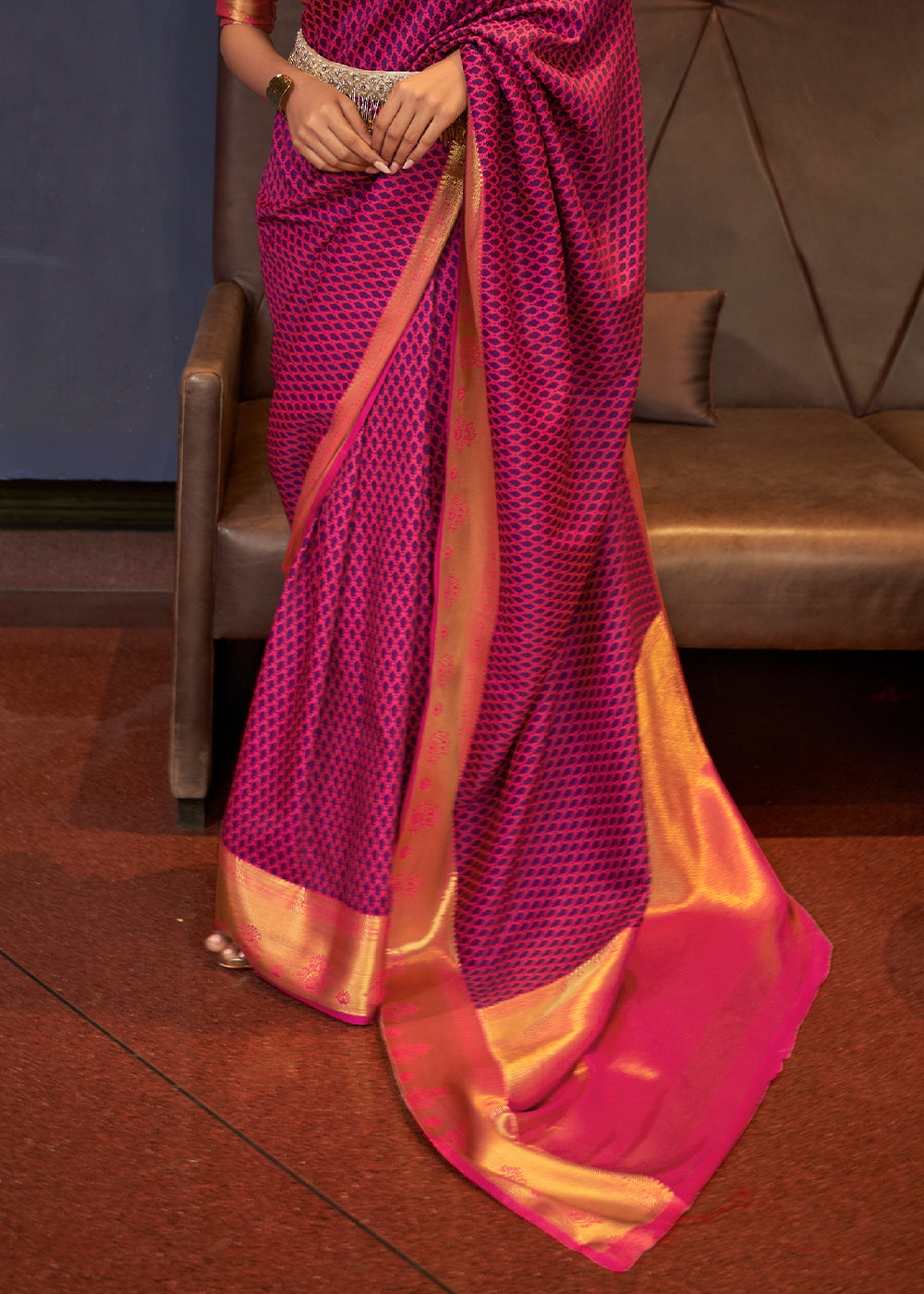 Majestic Dark Rani Handloom Banarasi Silk Saree