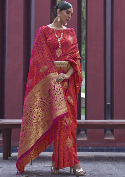 Red Banarasi Woven Satin Silk Saree - A Stunning Masterpiece