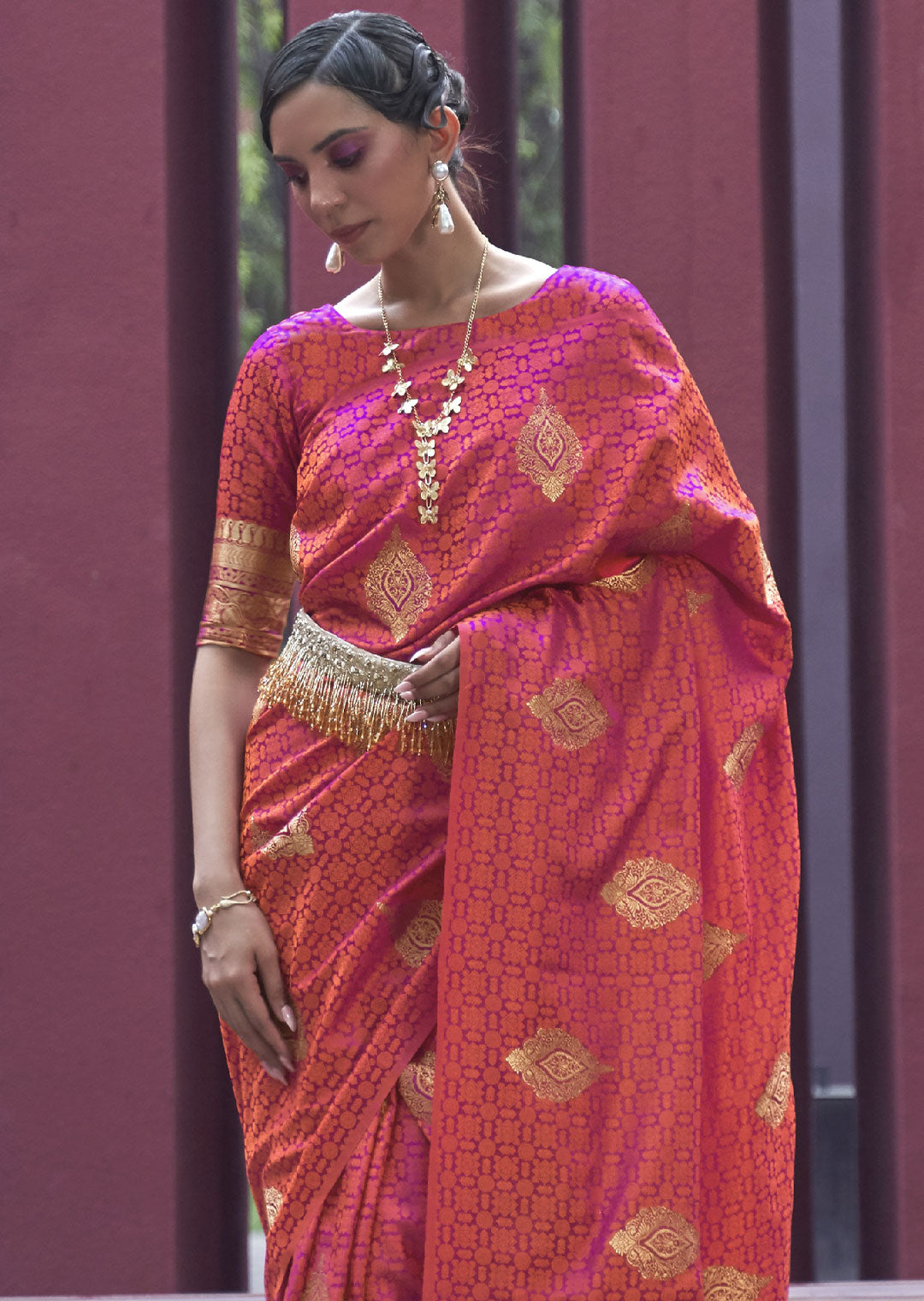 Red Banarasi Woven Satin Silk Saree - A Stunning Masterpiece