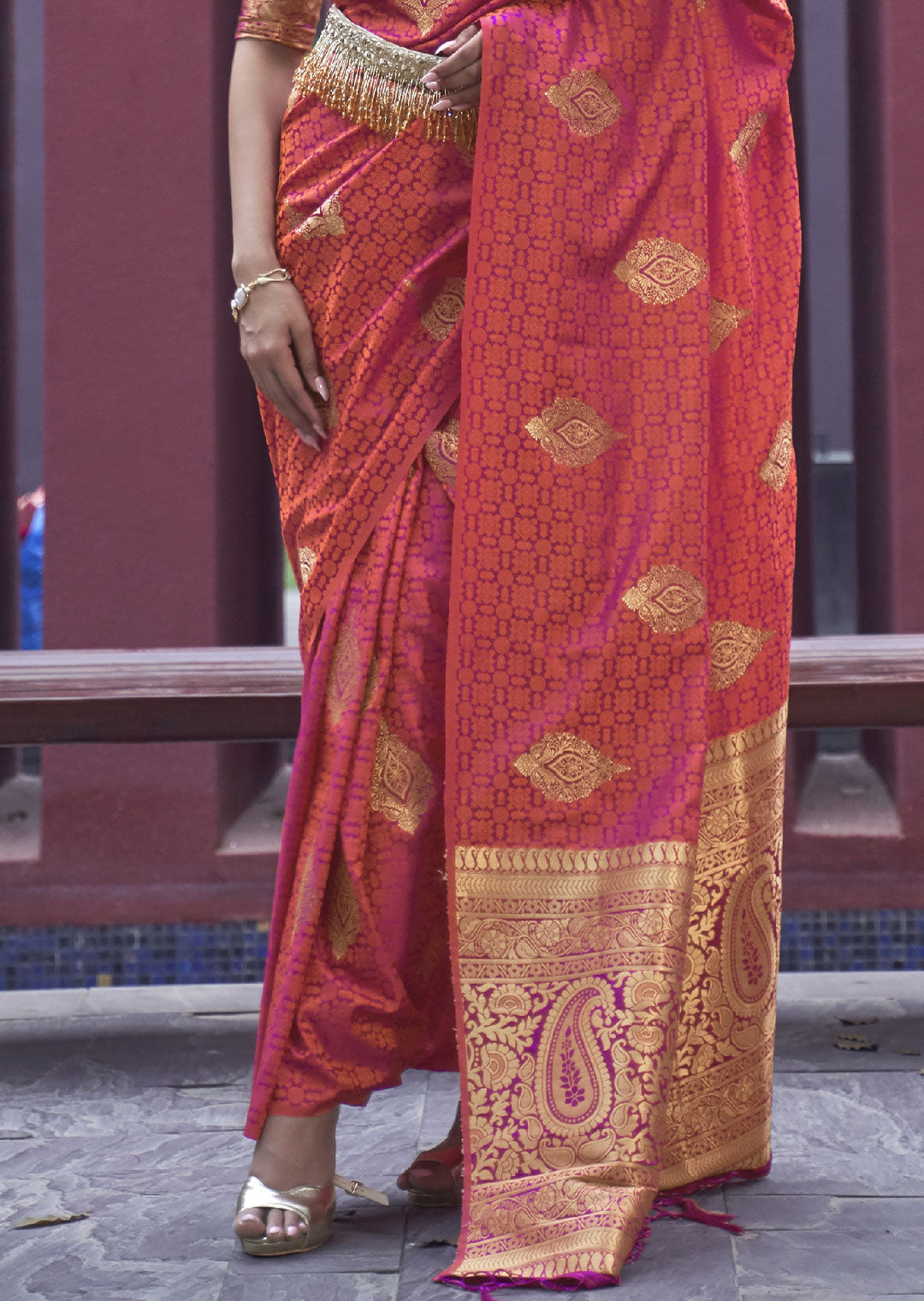 Red Banarasi Woven Satin Silk Saree - A Stunning Masterpiece