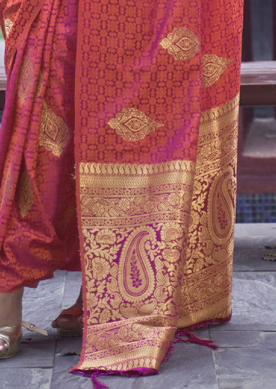 Red Banarasi Woven Satin Silk Saree - A Stunning Masterpiece