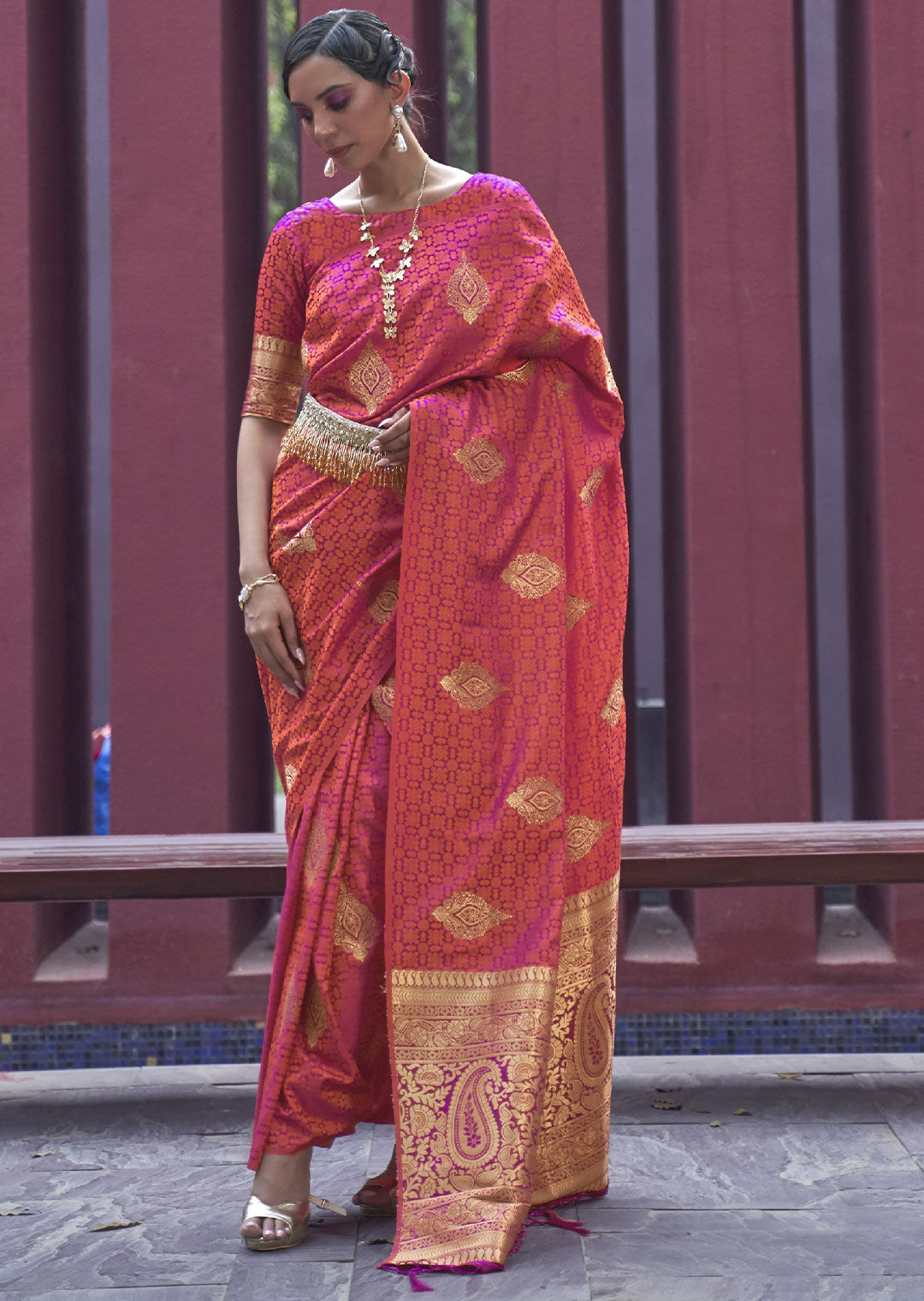 Red Banarasi Woven Satin Silk Saree - A Stunning Masterpiece