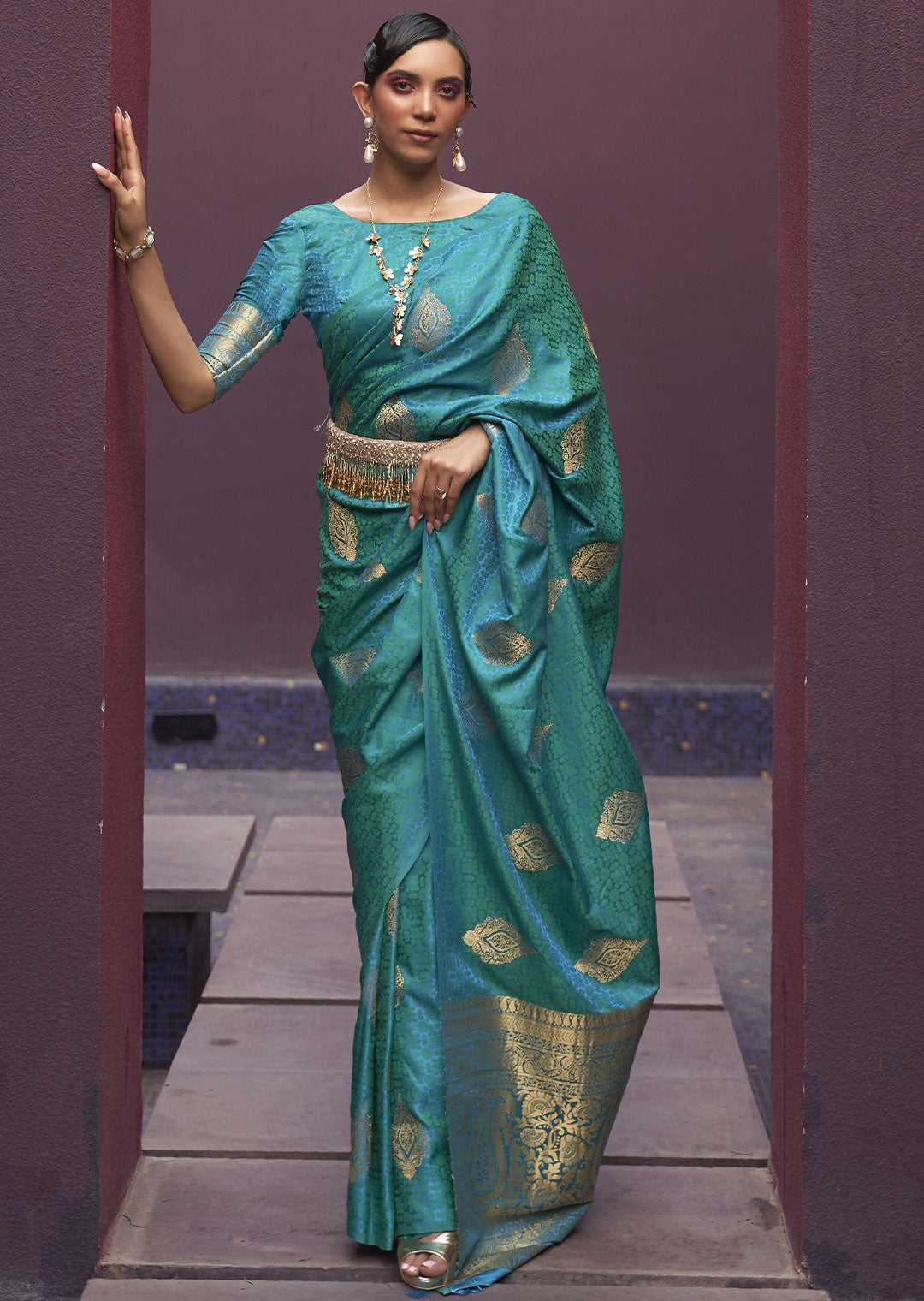 Royal Blue Banarasi Woven Satin Silk Saree - A Timeless Classic