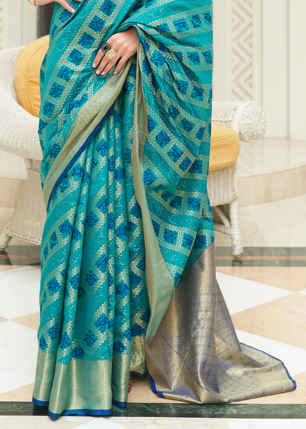 Stunning Sky Blue Patola Saree with Blouse