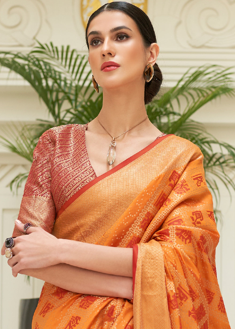 Paradise Yellow Patola Silk Saree with Embroidered Blouse - Perfect for Festive Occasions