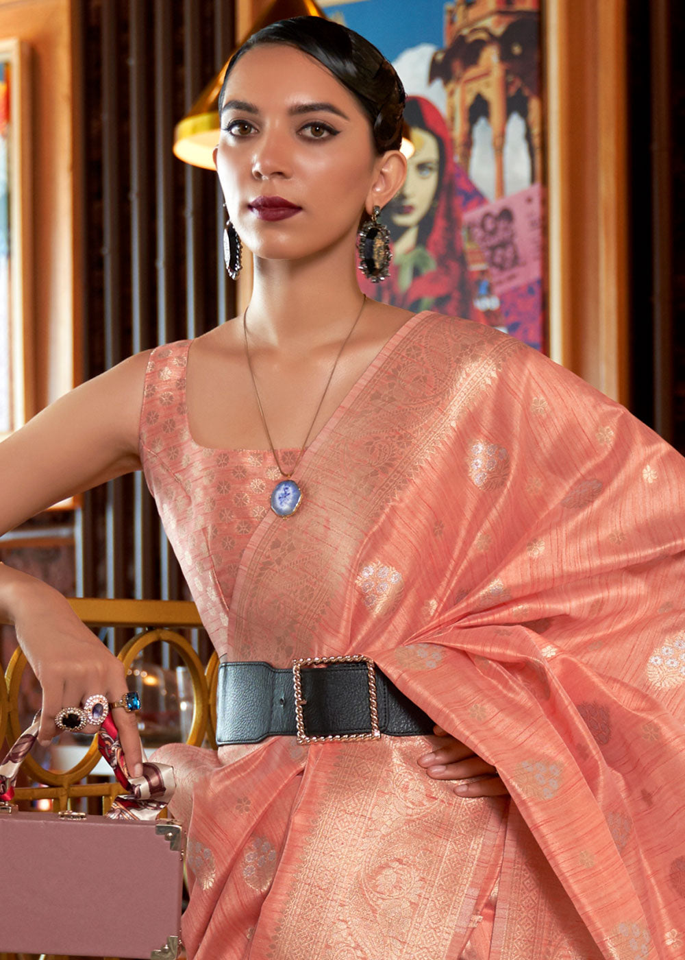 Pristine Peach Silk Saree