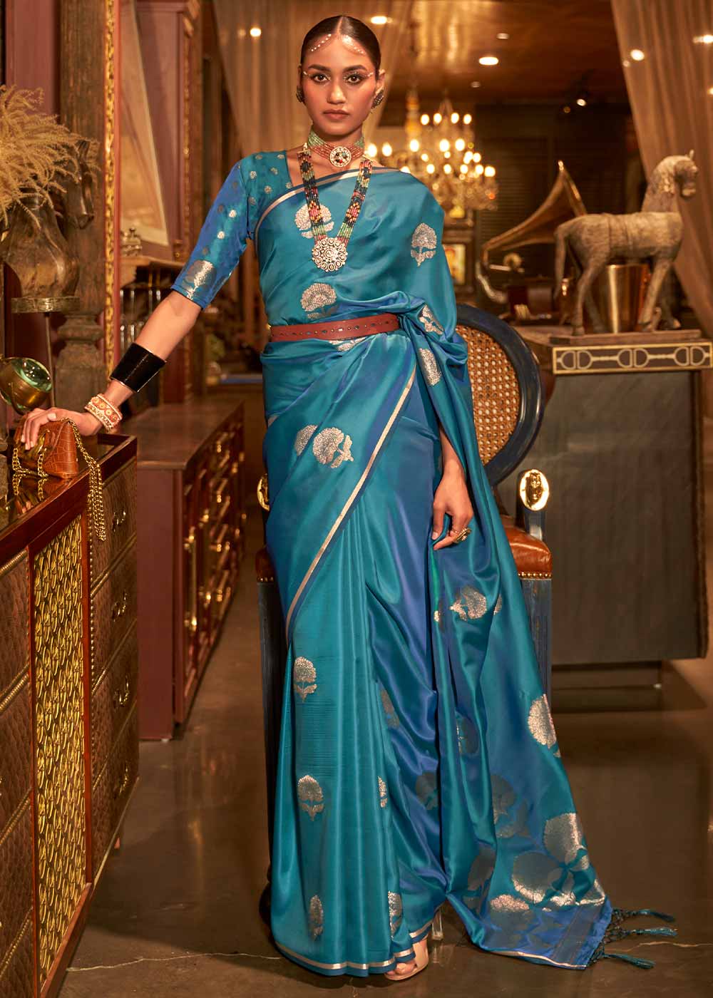 Depths of Elegance  Banarasi Satin Silk Saree