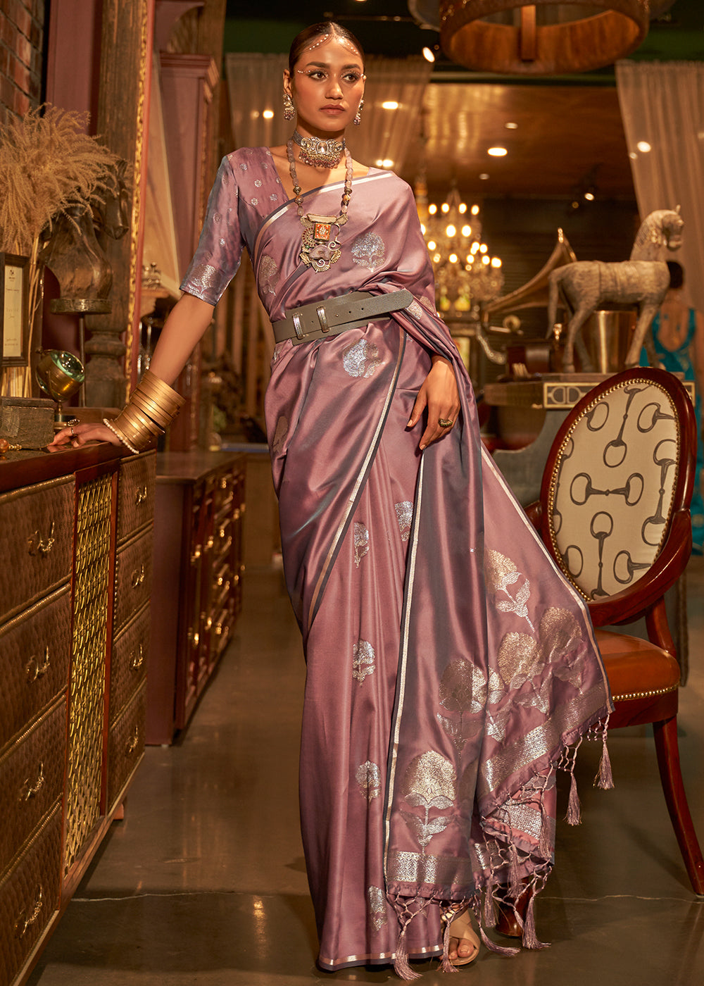 the Beauty of Woven Banarasi Satin Silk Sarees