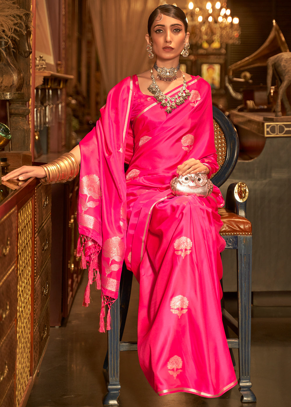 the Feminine Charm of Banarasi Satin Silk Saree