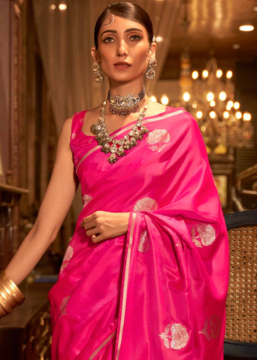 the Feminine Charm of Banarasi Satin Silk Saree