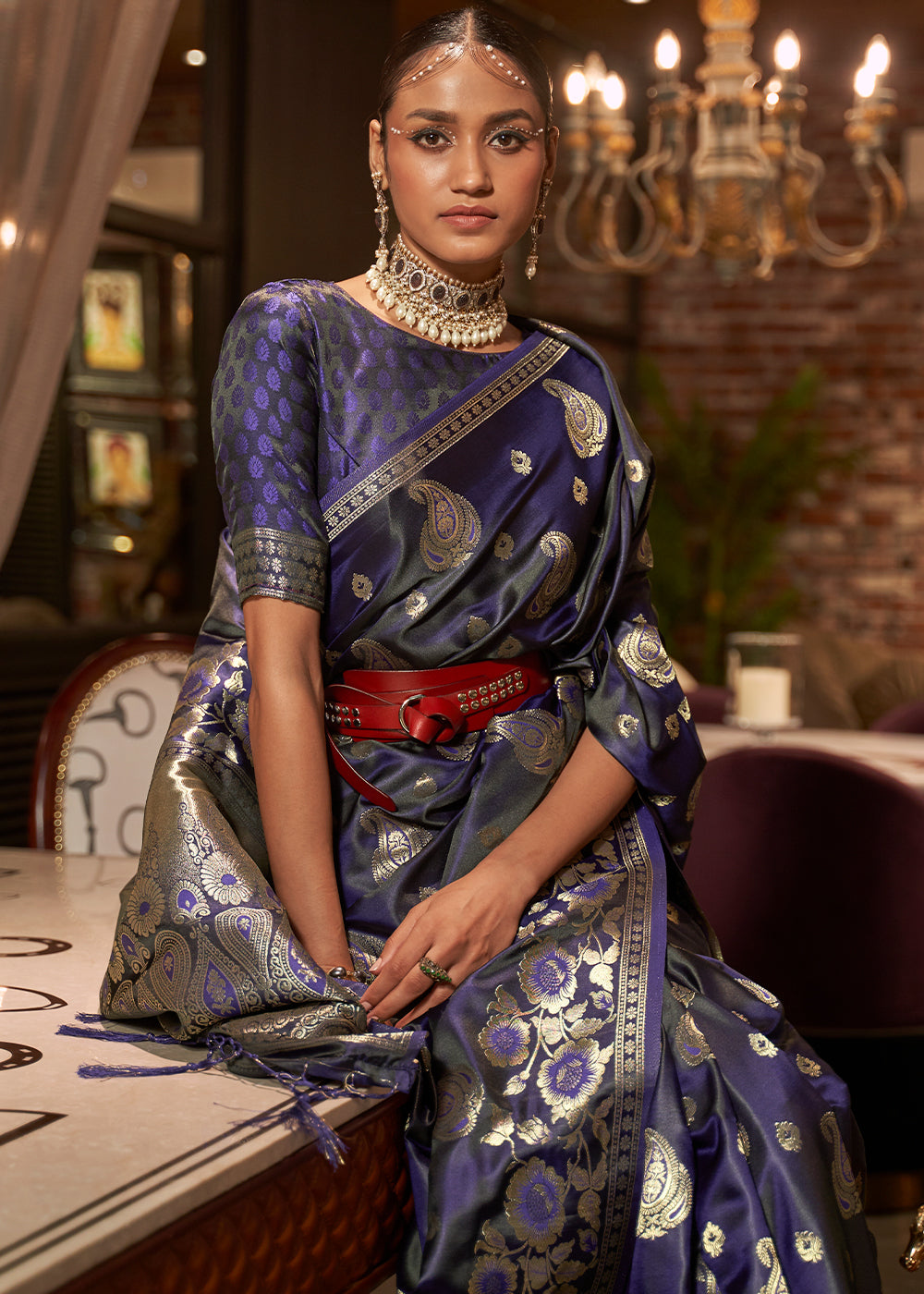 The Mesmerizing Beauty of Blue Satin Silk Saree