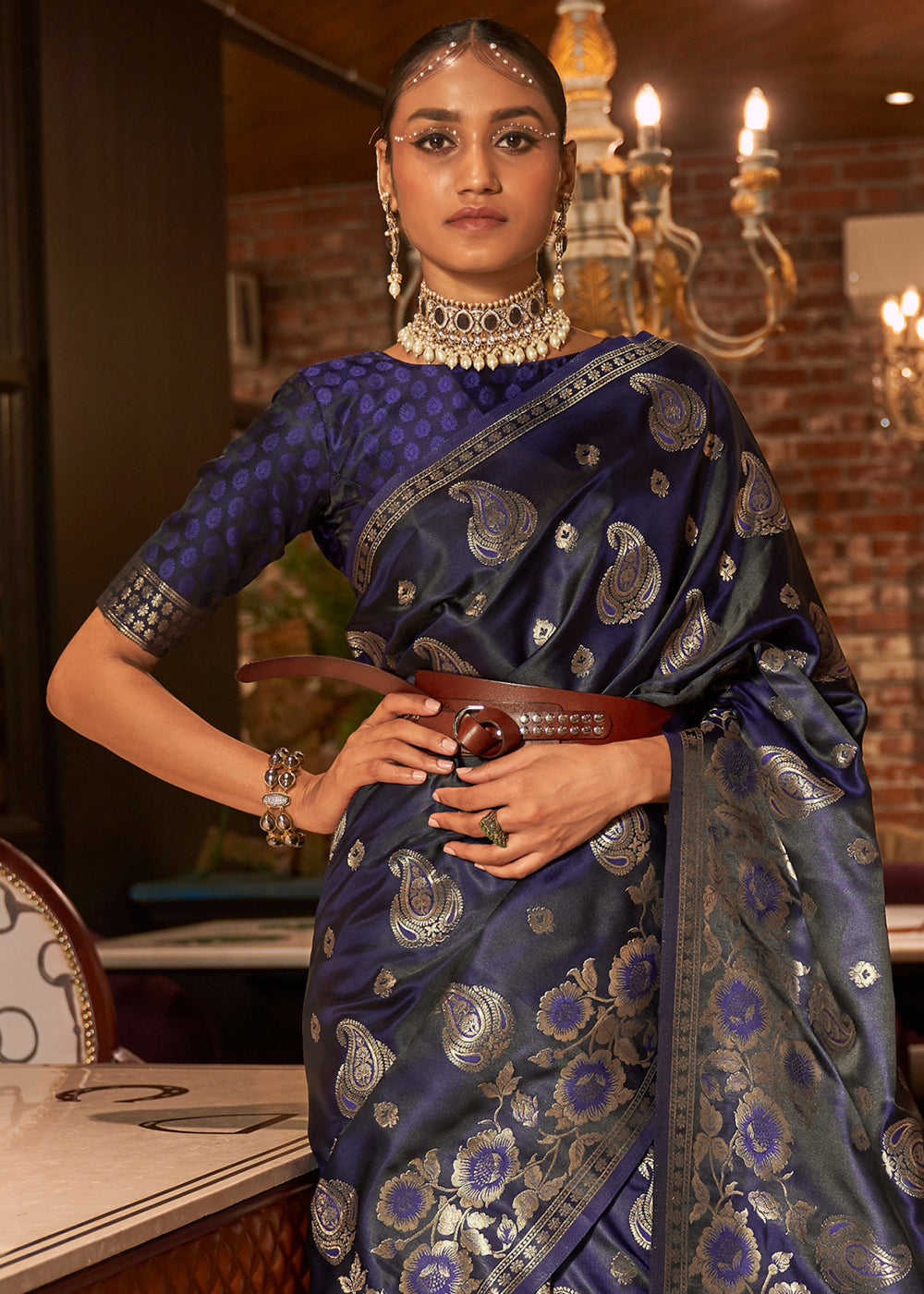 The Mesmerizing Beauty of Blue Satin Silk Saree