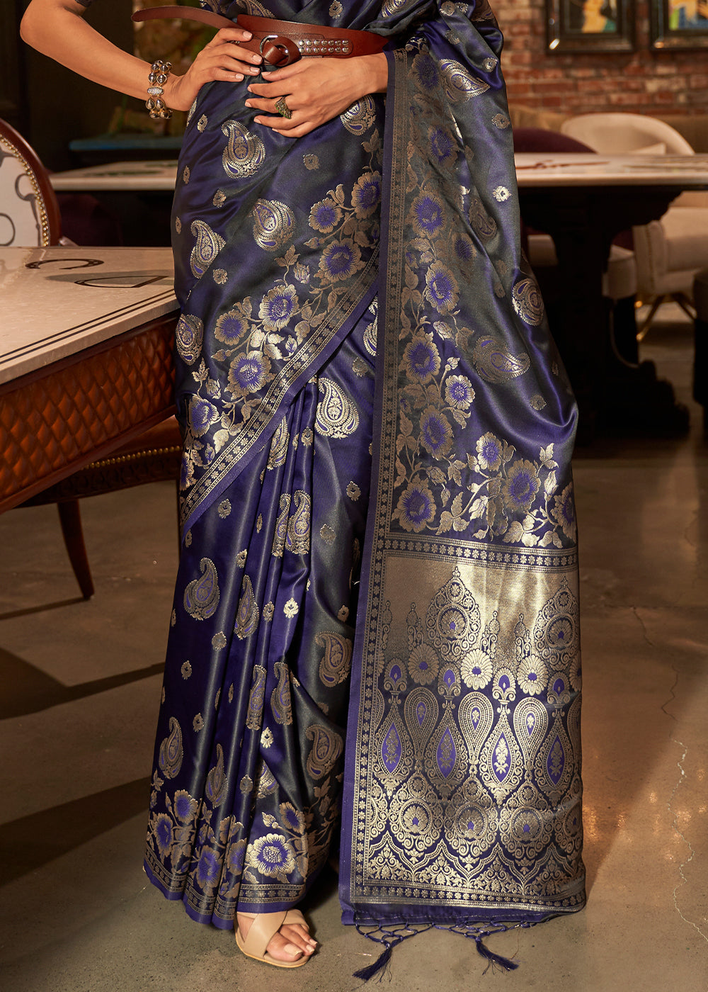 The Mesmerizing Beauty of Blue Satin Silk Saree