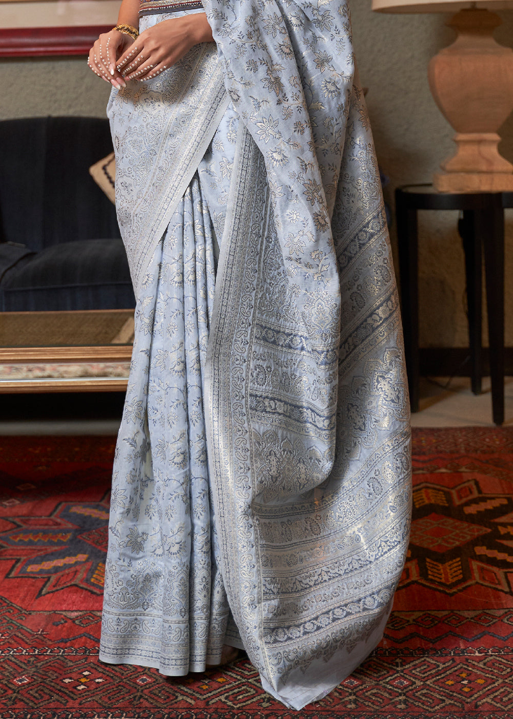 Grey  Kashmiri Cotton Silk Saree - A Timeless Classic