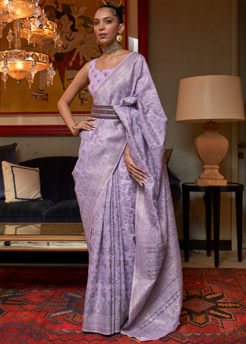 Beautiful Light Purple Cotton Silk Saree