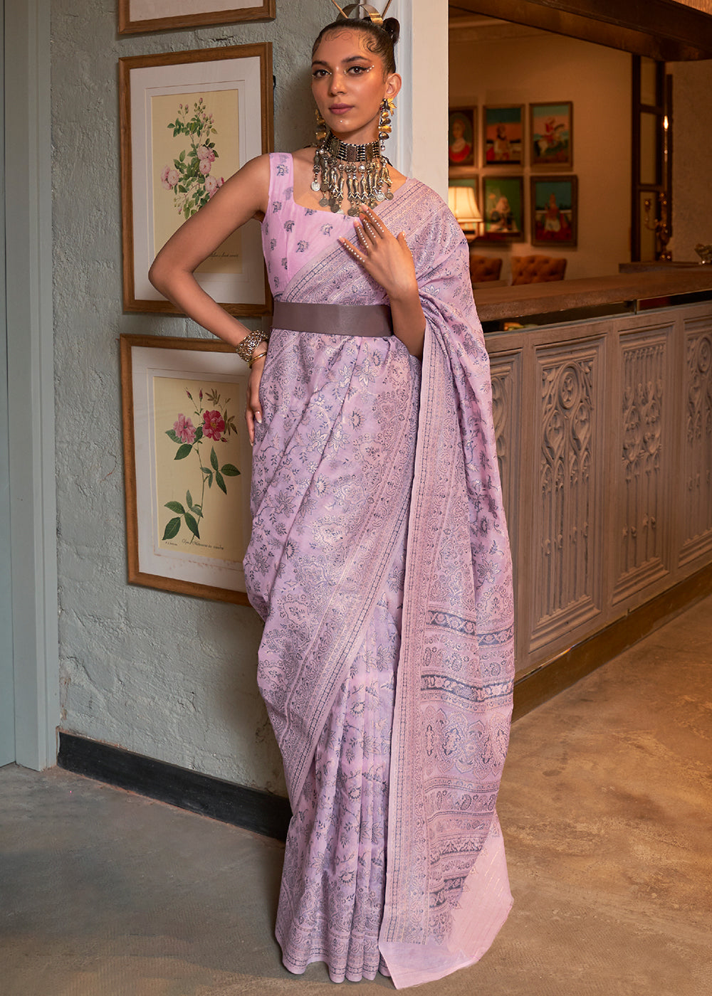 Kashmiri Saree in Lavender Purple: Perfect for Any Occasion