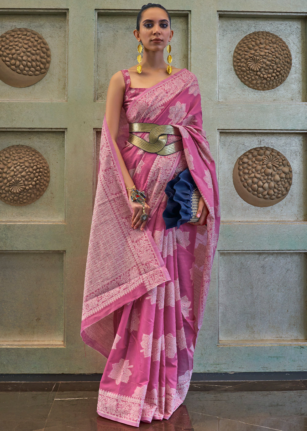 Regal Purple Lucknowi Chikankari Silk Saree - A Royal Beauty