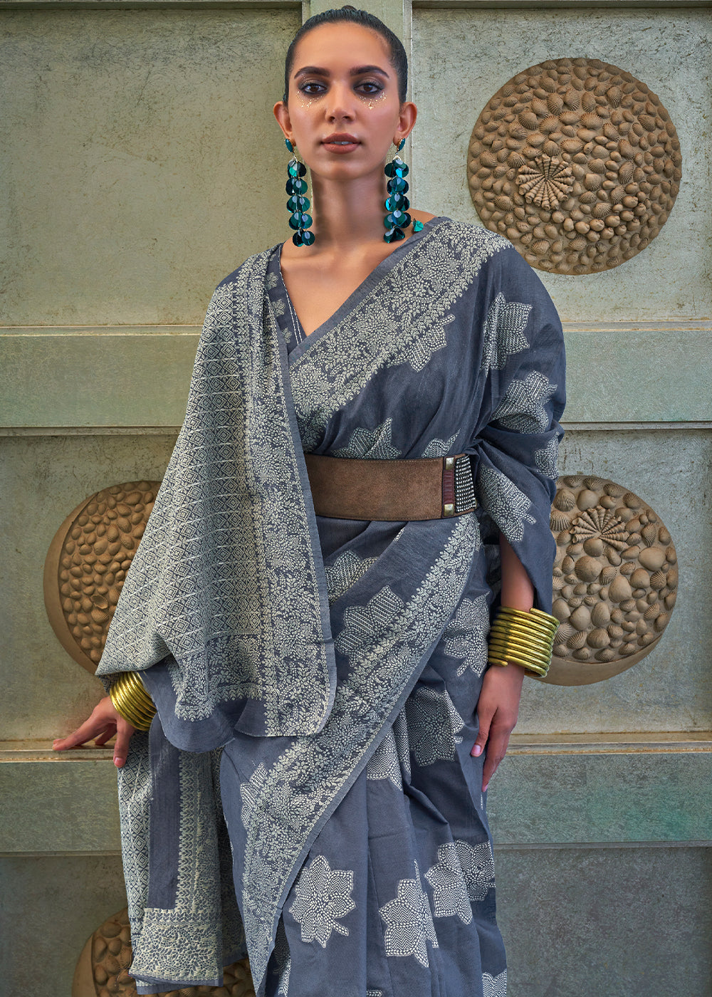 Grey Lucknowi Chikankari Silk Saree - A Dreamy Delight